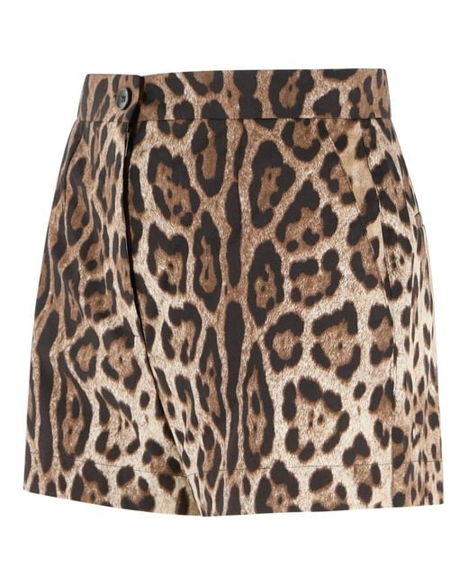 Dolce & Gabbana Brown Dolce & Gabbana Leopard Print Cotton Shorts