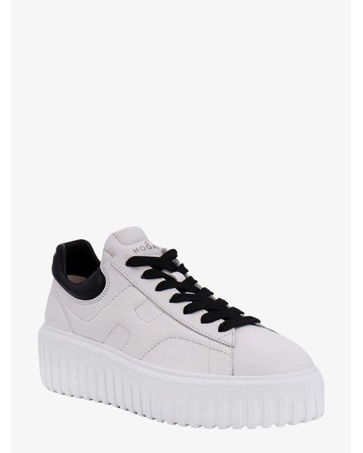 Hogan White H-Stripes Leather Sneakers