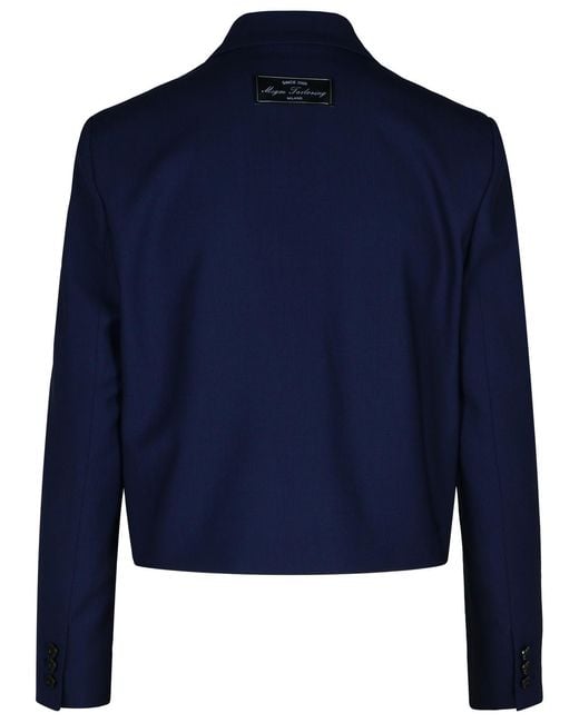 MSGM Blue Virgin Wool Crop Blazer