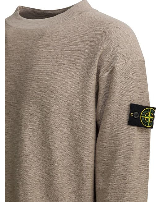 Stone Island Gray Crewneck Sweatshirt With Compass Logo for men