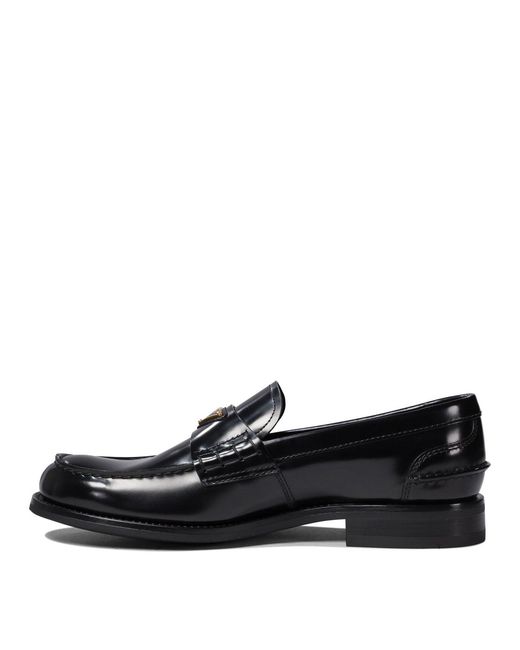 Prada Black Brushed Leather Loafers for men