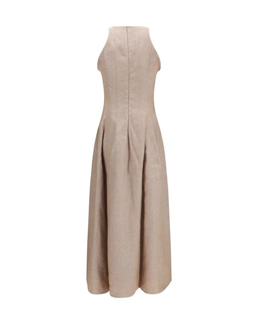 Brunello Cucinelli Natural Sparkling Linen Twill Dress