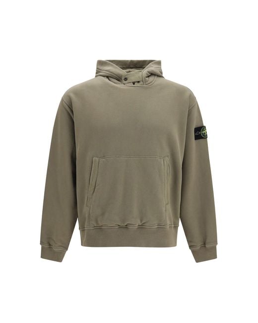 Stone Island Green Hooded Sweatshirt Military for men