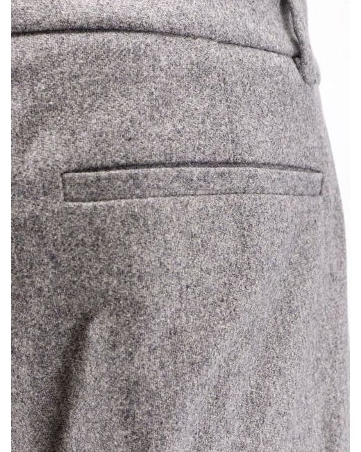 Boss Gray Melange Wool Blend Trousers