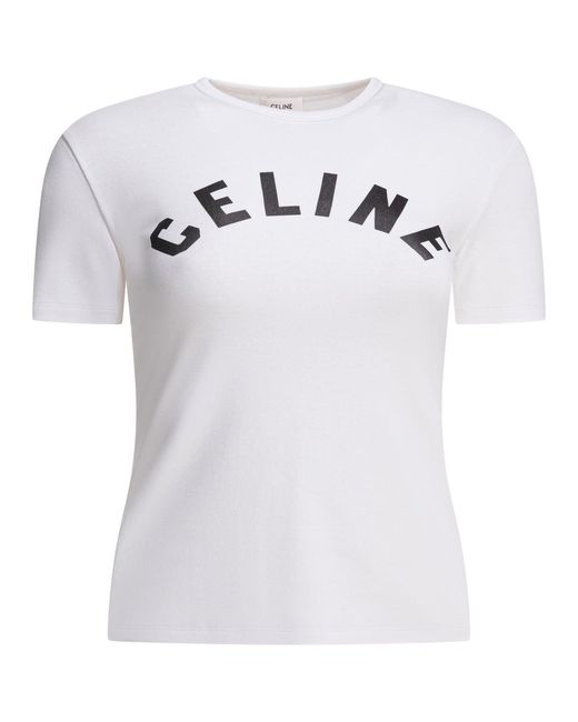 Céline White Cotton T-Shirt With Logo