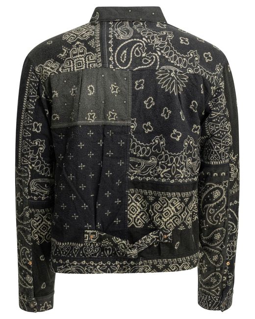 Kapital Black Flannel Reversible Bandana Overshirt Jacket for men