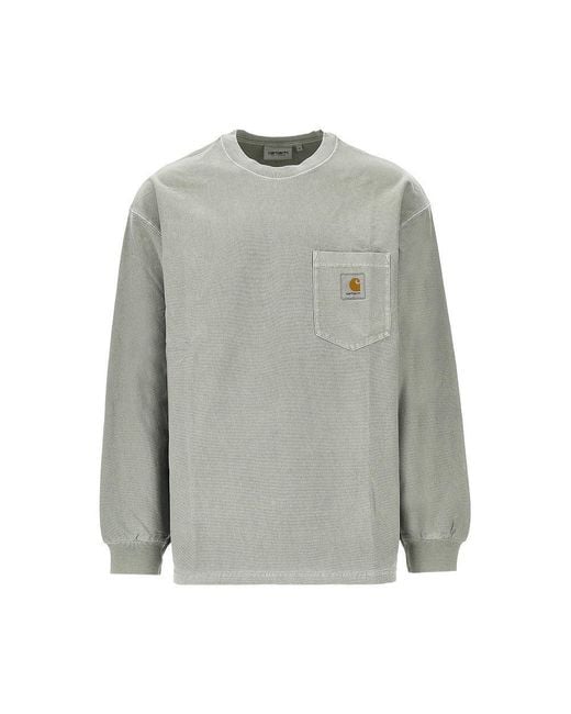 Carhartt Gray Long-Sleeved 'Pocket' T-Shirt for men