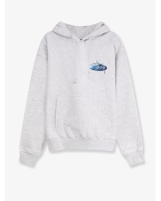 Stussy White Wave Oval Hooded Sweatshirt for men