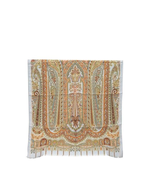 Etro Natural Cashmere And Silk Scarf