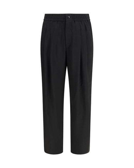 Giorgio Armani Black Wide-Leg Viscose Pants for men