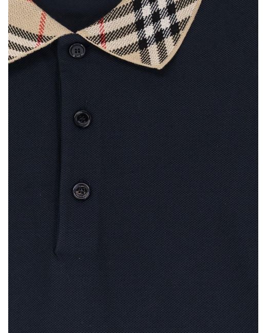 Burberry Blue Cotton Polo Shirt for men