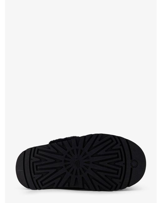 Ugg Black Funkette Suede And Sheepskin Platform Slippers