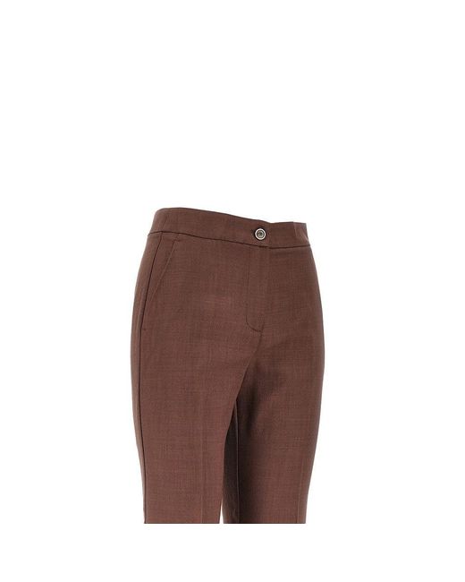 Pinko Brown Stretch Viscose-Blend Flared Pants