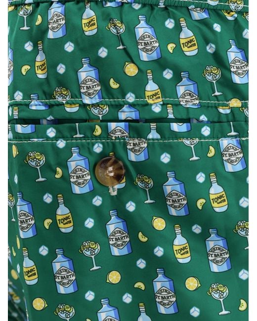 Mc2 Saint Barth Green Swim Trunks Tonic Water Print for men
