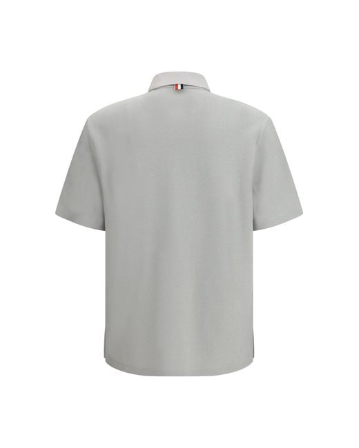 Thom Browne Gray Short-Sleeve Polo With Chest Pocket for men
