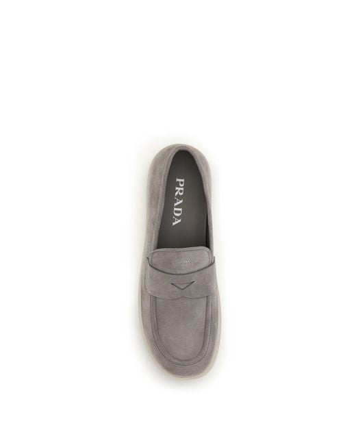Prada White Suede Loafers for men