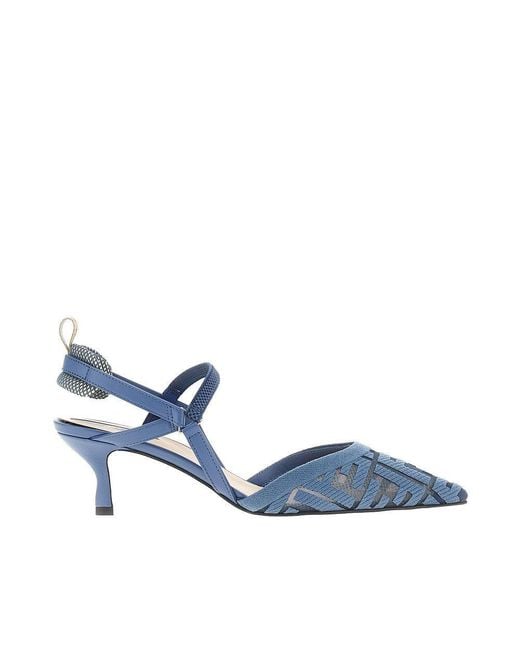 Fendi Blue 'Colibrì Lite' Slingback Pumps