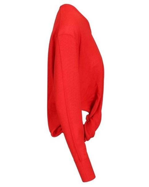 Loewe Red Draped Crewneck Knitwear