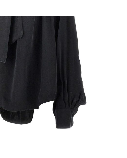 ANDAMANE Black 'Mathilda' Satin Blouse