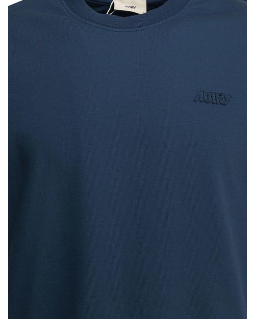 Autry Blue Crew-Neck T-Shirt With Logo for men