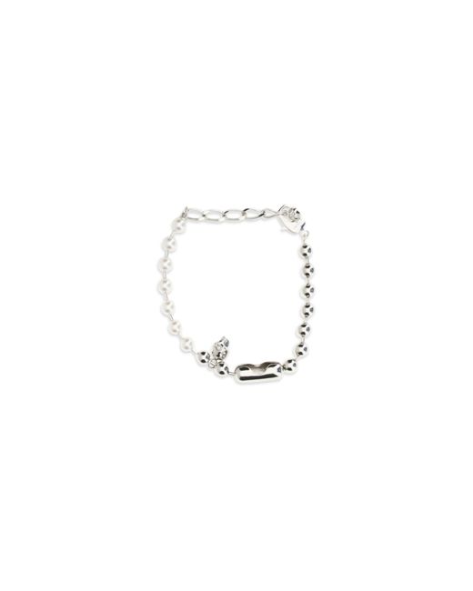 McQueen White Pearl Skull Bracelet for men