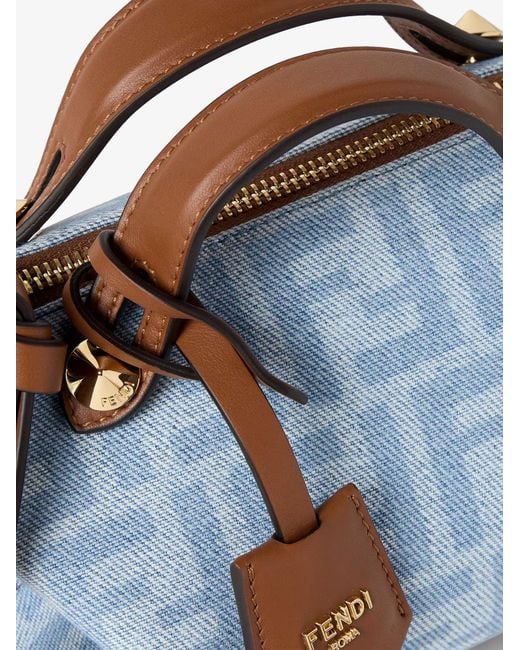 Fendi White By The Way Soft Mini Ff Denim Handbag