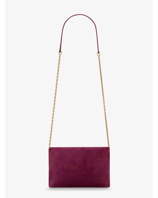 Saint Laurent White Suede Crossbody With Metal Cassandre Logo