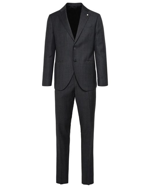 Luigi Bianchi Black Wool Suit