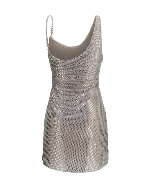 Self-Portrait Gray Sequins Draped Dress