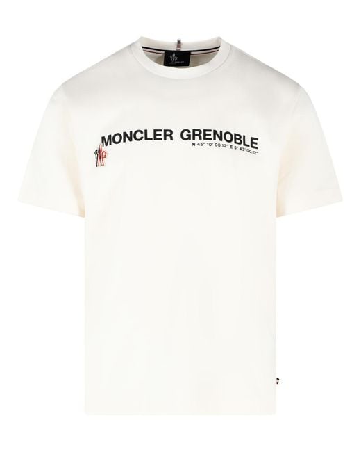 Moncler White Ivory Stretch Cotton T-Shirt for men