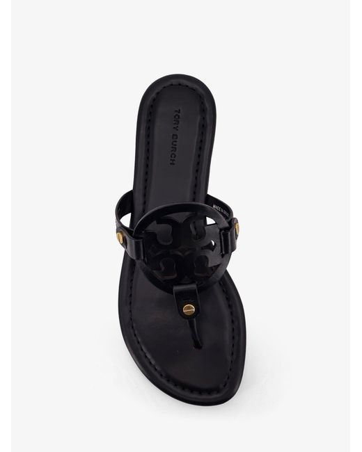 Tory Burch Black Miller Leather Thong Sandals