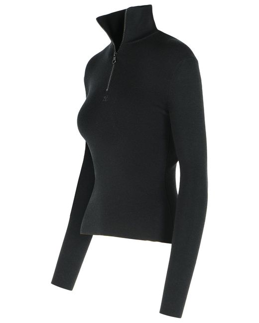 Courreges Black Merino Wool Sweater