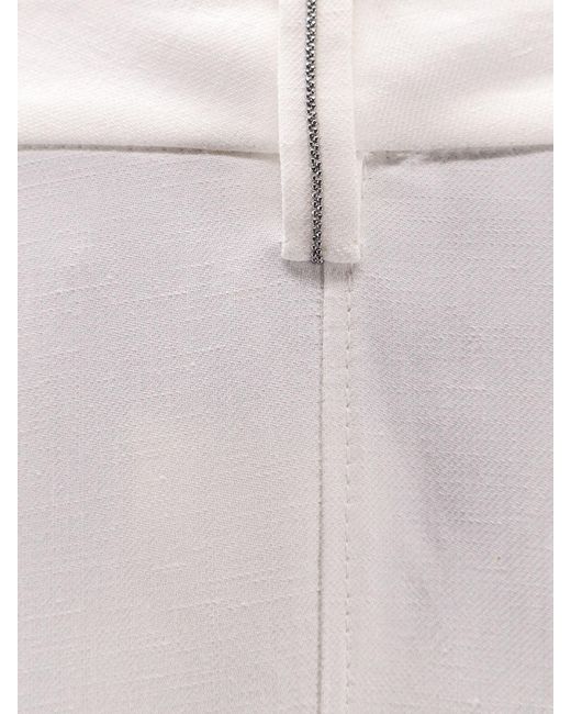 Brunello Cucinelli White Viscose And Linen Skirt
