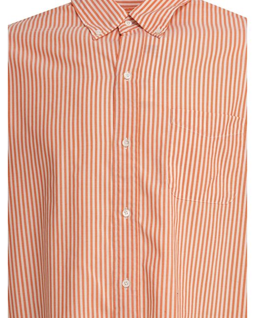 Beams Plus Pink Wool Stripe Shirts for men