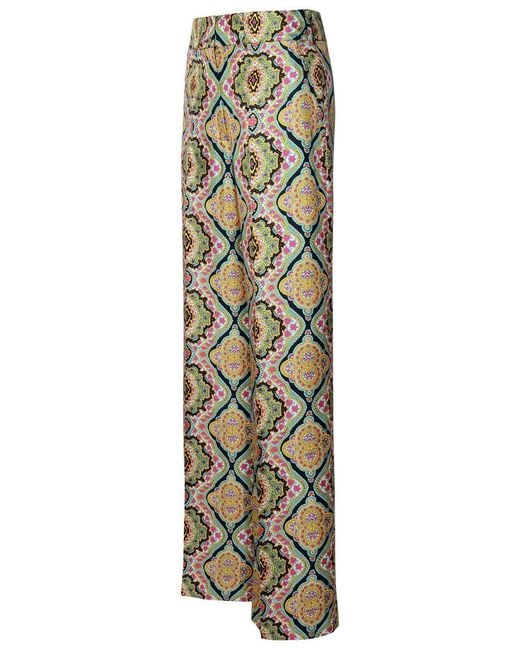 Etro Metallic Multi Silk Trousers