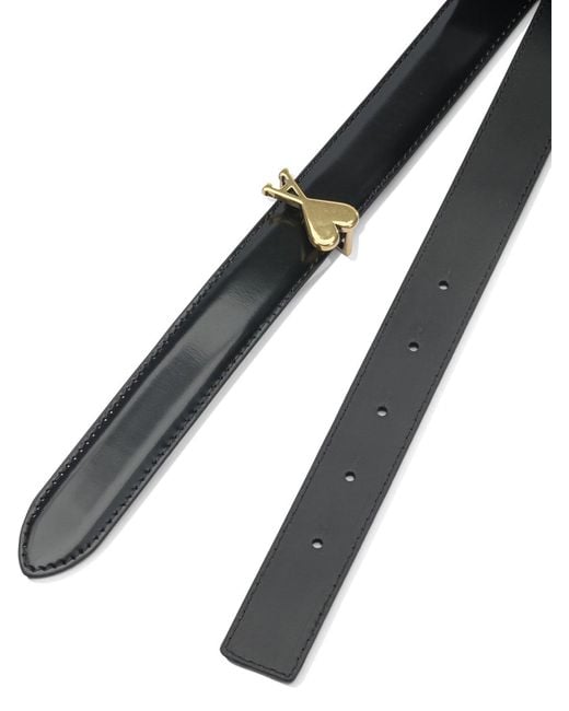 AMI Black Leather Belt With Buckle Ami De Coeur