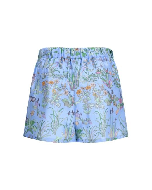 Gucci Blue Printed Silk Twill Shorts
