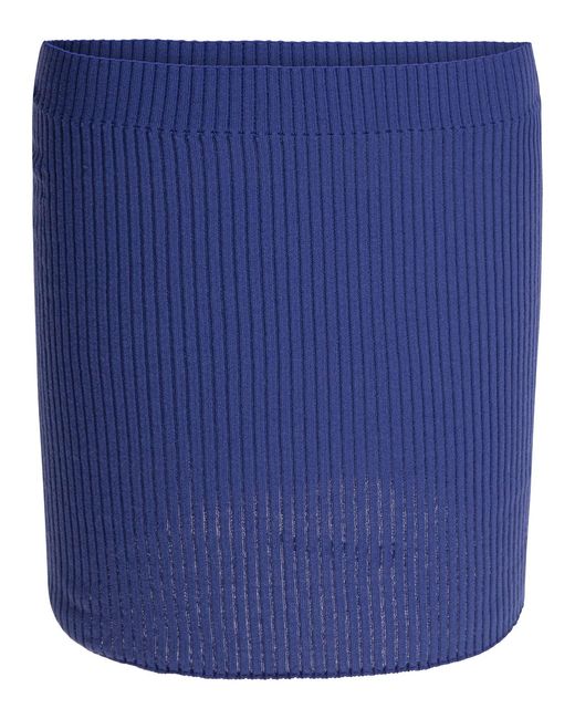 Courreges Blue Cotton And Wool Pencil Skirt