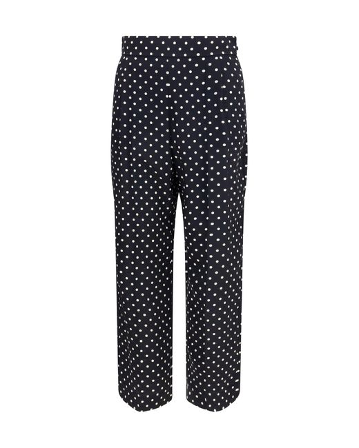 Valentino Blue Pants Polka-Dot Crêpe De Chine Silk