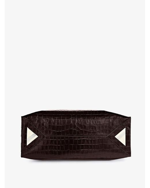 The Attico Brown La Passeggiata Medium Leather Shoulder Bag With Croco Effect