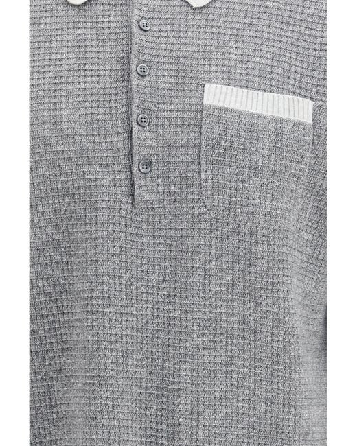 Thom Browne Gray Knitted Polo Shirt for men