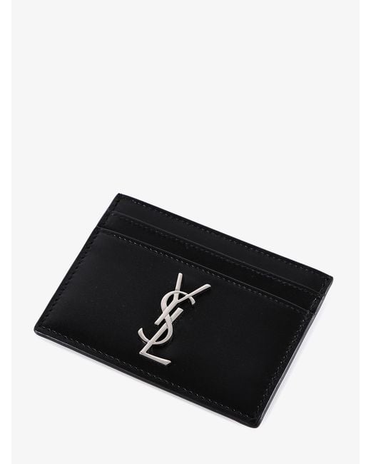 Saint Laurent Black Cassandre Leather Card Holder for men