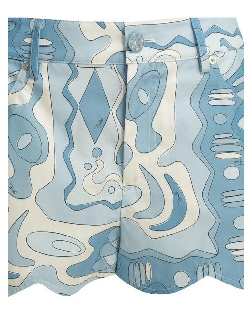 Emilio Pucci Blue "Angoli" Five-Pocket Shorts