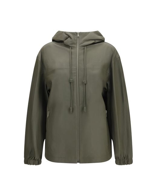 Bottega Veneta Green Nappa Leather Jacket Desert Taupe