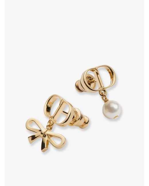 Dior Natural Dior Cd Mini Bow Brass Earrings