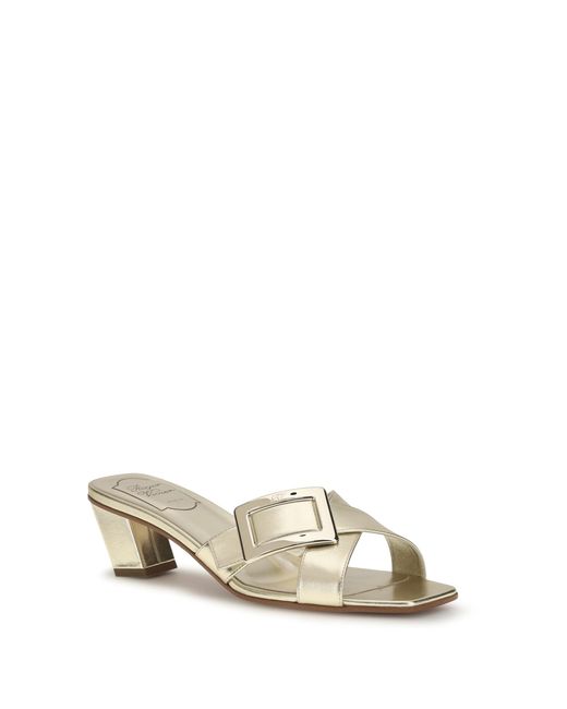 Roger Vivier Metallic Laminated Leather Mules Sandals