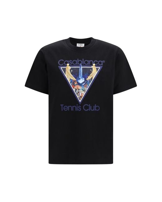 Casablanca Black Tennis Club Monde Perdu Print T-Shirt for men