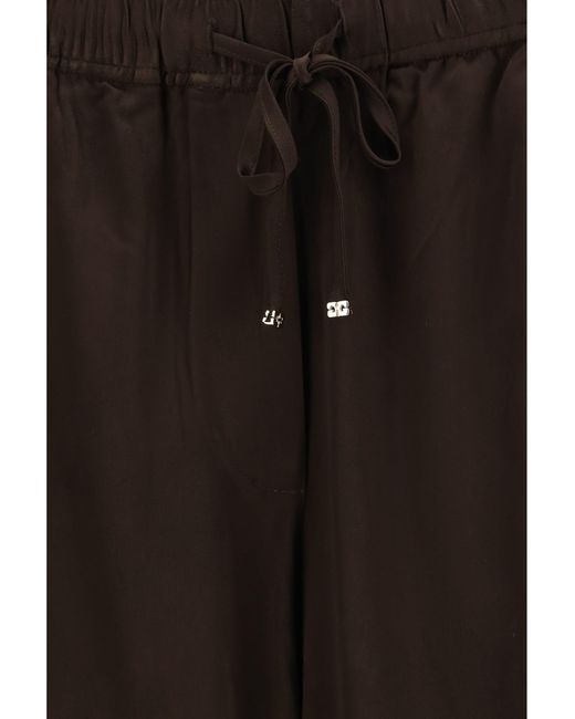 Ganni Brown Satin Drawstring Pants