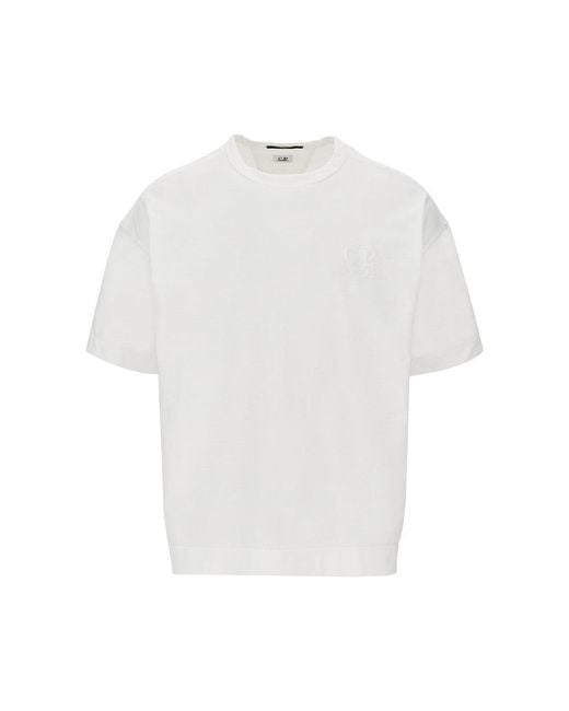C P Company White Cotton Jersey T-Shirt for men