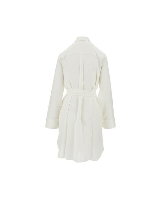Emporio Armani White Linen-Blend Short Shirt Dress